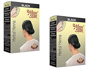 MOON STAR Herbal Henna Hair Color 10grams Sachets in each Box (BLACK, 2 BOX = 12 Sachets)