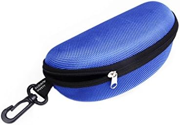 Rainbow Protective Sunglasses Hard Case Zippered / Eyeglasses Box Portable Protector / Carabiner Hook / Microfiber Cloth / RB (Blue)