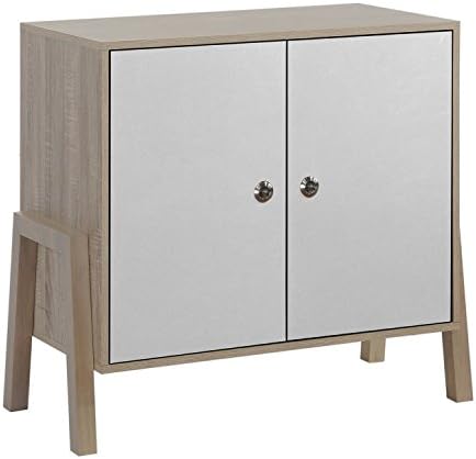 BAY Modern Designer Storage Buffet Sideboard in Oak and White