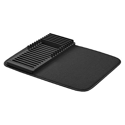 AmazonBasics Égouttoir en plastique avec tapis - Noir, avec 2 tapis