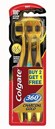 Colgate 360 Toothbrush Charcoal Gold- Buy 2 Get 1 Saver