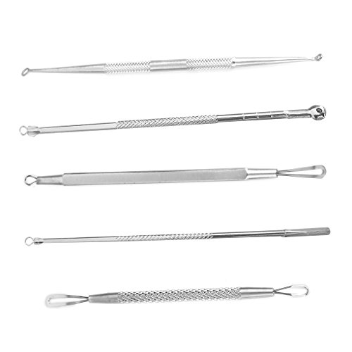 Rostfrei Stahl Mitesser Pickel Makel Extractor Entferner Werkzeug Kit 5 Stück - 9