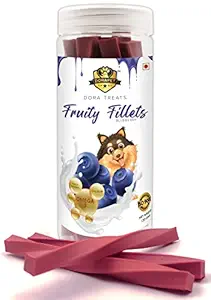 Dora Treats Exotic Fruity Fillets, Dental Chew Sticks, Best for Oral Health, Blueberry Flavor, 120 GMS