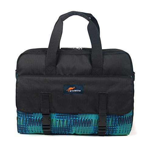 Protecta Maestro 15.6 Laptop Bag Briefcase (Black and Modern Green Print)
