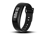 ADream Aktivität Einstellbare Touch Smart Armband Uhr Pulsmesser Schlaf Schrittzähler Fitness Tracker (Schwarz)