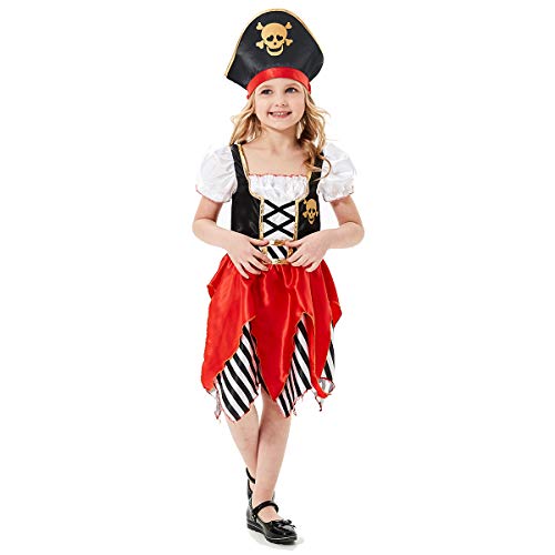Sincere Party Disfraz de Pirata para niñas, Vestido de Lujo y Sombrero Pirata para niños, Tallas 5-6,7-8,9-10
