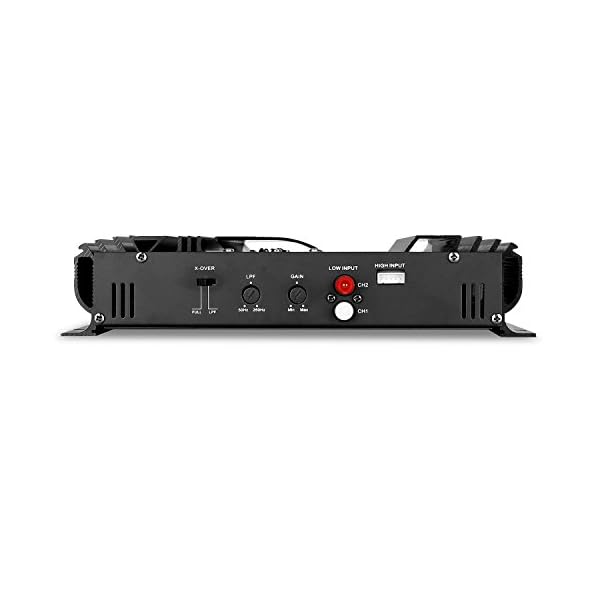 auna Auto 2-Kanal-Verstärker AMP-CH02 regelbare Auto-Endstufe mit Tiefbassfilter regelbar resonanzarm (190W RMS, 1400W max, LED-Lichteffekt) schwarz – Bild 3