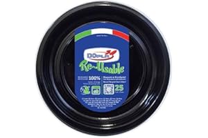 TEKHOME Piatti Plastica frutta,25/50/75/100/125/150 Pezzi piatti plastica colorati lavabili e riutilizzabili Rotondi per Compleanno,Festa, Matrimonio,Fai da Te Fatti a Mano (NERO, 150)