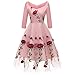 Produktbild  JUSTSELL Kleider für Damen Herbst,Frauen Rosenstickerei Kleider V-Ausschnitt Brautjungfer Hochzei Kleider Lange Ärmel Abendkleid Temperament Cocktailkleid