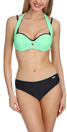 aQuarilla Women's Push-up Bikini Set Lyon (Pistachio/Black, EU 42 = UK 14)