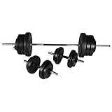 vidaXL Barbell and 2 Dumbbell Set 60.5kg Gym Weight Fitness Exercise Equipment