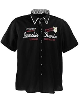 211 Übergröße!! LAVECCHIA kurz Arm Hemd LE CASTELLA in Schwarz Gr. 3-7 XL