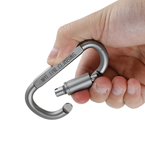 Utmury Karabiner Schlüsselanhänger Karabinerhaken mit Schraubverschluss,Aluminium Legierung Haken D-Ring Haken Außen (nicht zum Klettern)(6 Stück) - 7