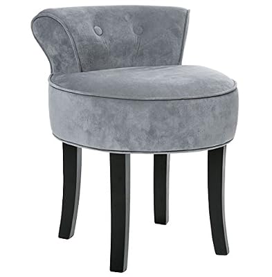 Atmosphera Tabouret avec dossier - Aspect VELOURS - coloris GRIS