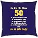 Produktbild Geburtstag Fun Kissen mit Füllung - Motiv Ja ich bin über 50! Ja die Haarfarbe ist echt... lustiges witziges Geschenk 50 Jahre Spruch Weihnachten