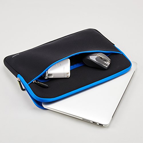 Evecase 13,3 Zoll Schutzhülle, Ultra-dünn, gepolstert, kompakt, Neopren Hülle mit Accessoirefach für Ultrabooks / Tablets / Laptop / Notebook / Chromebook – schwarz / blau - 4