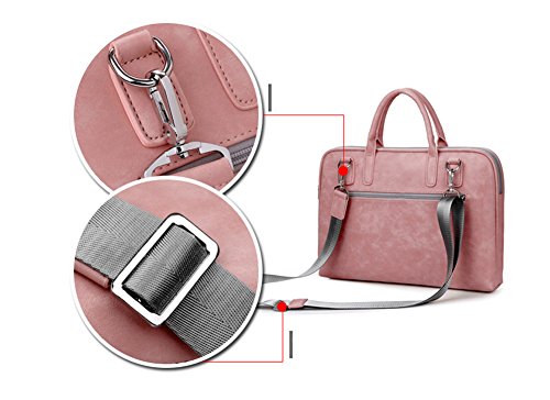 Zetiy 14 Zoll PU Leder Laptoptasche Notebooktasche Messenger Bag Umh  ngetasche Aktentasche Laptop Tasche H  lle Sleeve Case Rosa