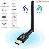 Wlan Stick, DEEPOW USB WiFi Adapter Wireless Router Antenne mit 600Mbit/s Dualband(5GHz/433Mbps + 2.4G/150Mbps) 360 Grad drehbar, Mini USB WiFi Stick als Netzwerk Empfänger und Verstärker