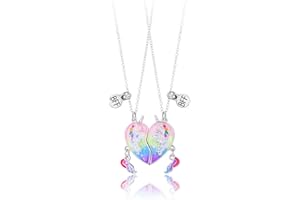 JOCXZI Best Friends Forever Necklaces, BFF Magnetic Necklace, Beautiful Friendship Unicorn Pendant Chains Necklaces, for 2 Girls, Valentine's Day Jewelry Gifts for Friends Children (2 pieces)