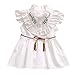 Produktbild feiXIANG Mädchen Freizeit Kleid Sommer Rüschen Prinzessin Kleider Baby Kids Kurze Ärmel Minikleid Hemdkleid(Weiß,L/18-24 Monate)