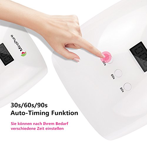 48W Nageltrockner MiroPure LED UV Nagellampe für Nagelstudio mit LCD Anzeige Maniküre Salon mit Infrarot Sensor, 3 Timer Einstellungen, 2 kostenlose Nagelpfeilen - 5