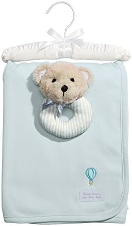 Baby Dumpling Heaven Sent Receiving Blanket and Rattle Gift Set, Boys, Blue