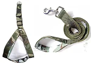 Pet Believe Dog Army Print Adjustable Harness and Leash for Maxi and Large Breed Dog Body Harness Militry Design Heavy Hook (Color May Vary) (Medium)