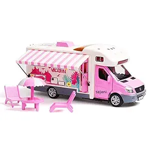 MM RETAILS Holiday Camper Van, Vacation Camper Van with Picnic Table, Cool Mini Motorhome Toy/Pullback Vehicle Playset for Kids (Camper Van)