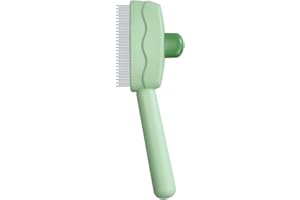 ETIALURE Peigne à Poils de Chat pour le Massage, Brosse de Toilettage pour Chats et Chiens, Brosse pour Chien avec Bouton Realease pour Animaux à Poils Courts et Longs (Vert)