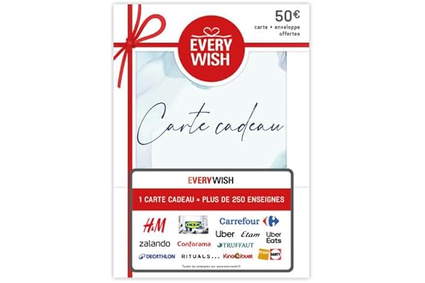 Carte cadeau EVERYWISH - 250+ enseignes - pour la France - par courrier