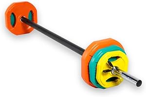 FDL, FITNESS DELUXE Juego de Body Pump de 28mm con Topes - Barra y Discos