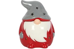 SJ TRADERS Red and Grey Gonk Oil Burner, Oil Burner for Xmas Decorations, Perfect Ambience Enhancer for Home Decor, Novelty Relaxation Gifts for Christmas, Aromatherapy Tealight Candle Holder (Gonk)