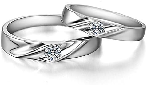 Men Womens Ring Sterling Silver Couples Rings Engagement Promise Wedding Band Crystal Inlay Jewery