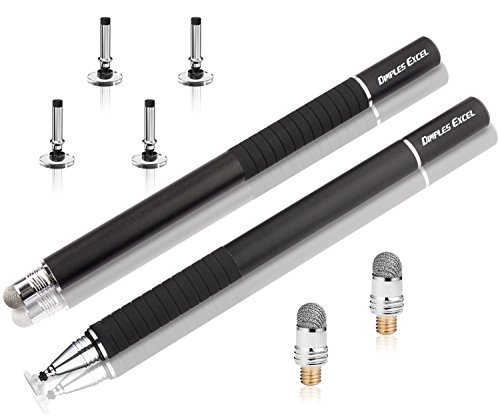 Dimples Excel Präzision Stylus pen Eingabestifte for Ipad Pro Kindle Tablet Touchscreen Smartphone mit Ersatzspitzen (Schwarz + Schwarz) - 4