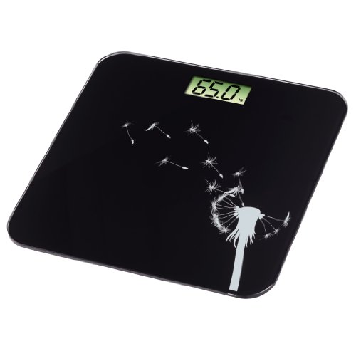 Xavax Digitale Personenwaage für Körpergewicht, Ultraflach mit Blumendesign, Florina, Schwarz