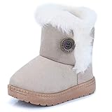 Gaatpot Baby Winterstiefel Jungen Mädchen Schneestiefel Warm gefütterte Schlupfstiefel Kinder Kurzschaft Winter Stiefel Boots Schuhe Beige 21.5 EU = 22 CN