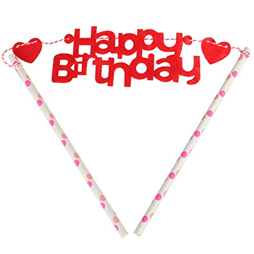 TRIXES rote ‚Happy Birthday‘ Kuchengirlande Kuchen Torten Dekoration - 2