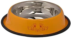 eNGe Printed Plain Bowl for Dog (Yellow, Large/32 Oz)