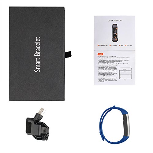 ROGUCI Smart Armband Wristband, IP67 Wasserdichte Blutdruck Oxygen + Oximeter Herzfrequenz Müde Monitor Fitness Schlaf Gesundheit Tracker, Smart Sport Tracking Armband Für iOS 8.0 Android 4.4, tägliche Laufleistung Pedometer Schritt Zähler Kalorien verbrannt Messung Call SMS Erinnerung Sesshaft,Blau - 9