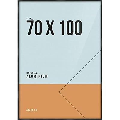 Acaza Cadre Photo Noir Aluminium 70x100 cm, Encadrement pour Affiche ou Poster Grand Format. Avec Verre Plexi 1mm. Profil 9x21mm