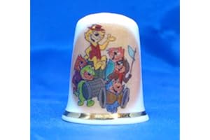 BIRCHCROFT CHINA Birchcroft Porcelain China Thimble Top Cat & Friends Box