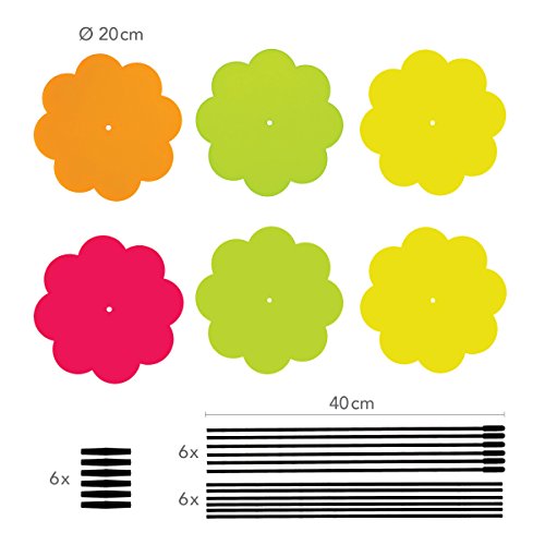 Blumen Sonnenfänger – 6 Hochwertige Sonnenfänger in Blumenform mit Ø 20cm Durchmesser – inkl. 12x 40cm Glasfaser-Schwingstäbe und 6x Verbindungsstücke - 2