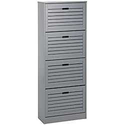 IDIMEX Meuble à Chaussures en Colonne Adria Armoire avec 4 abattants Rangement pour 24 Paires, en MDF Gris Mat