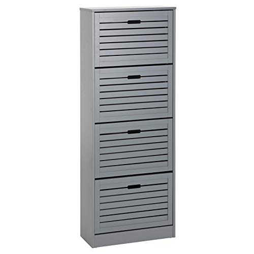 IDIMEX Meuble à Chaussures en Colonne Adria Armoire avec 4 abattants Rangement pour 24 Paires, en MDF Gris Mat