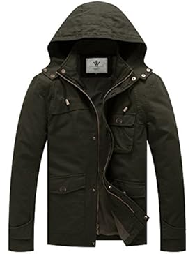 WenVen Herren Baumwolle Jacke Kapuzenjacke