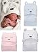 Baby Swaddle Wrap – Feelme Infant Toddler Animal Bathrobe Fleece Towel Blanket with Hooded for Bath Pool Beach Shower Gift - White Bear