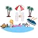 Produktbild ATPWONZ 13 Pcs Strand-MikrolandschaftMiniatur Dekoration, Mini-Stranddekorationen für Geburtstagsgeschenk, Sonnenschirmen, Miniliegestuhl, Booten usw.