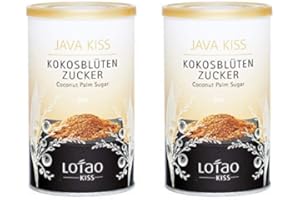 ‎LOTAO Natürlich: Lotao Java Kiss Kokosblütenzucker Bio (2x250 g) | Sanftes Karamell-Aroma | 100% unraffiniertem Rohzucker aus Kokosblüten | Brauner Zucker in verschließbarer Dose für Backen, Tee, Kaffee