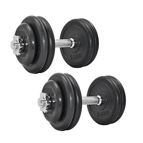 FOURSCOM® Gummi Kurzhantel Set 20Kg/ 30Kg Hantelscheibe aus Gusseisen mit Gummibeschichtung und Kurzhantelstangen, verchromt, gerändelt mit Sternverschlüssen