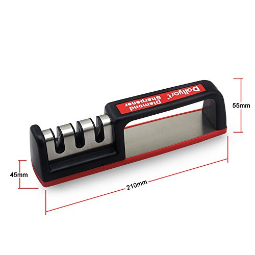 Dailyart® — JYMDS-3K Messerschärfer Messerschleifer Knife Sharpener mit 3 Stufen (Rot) - 2